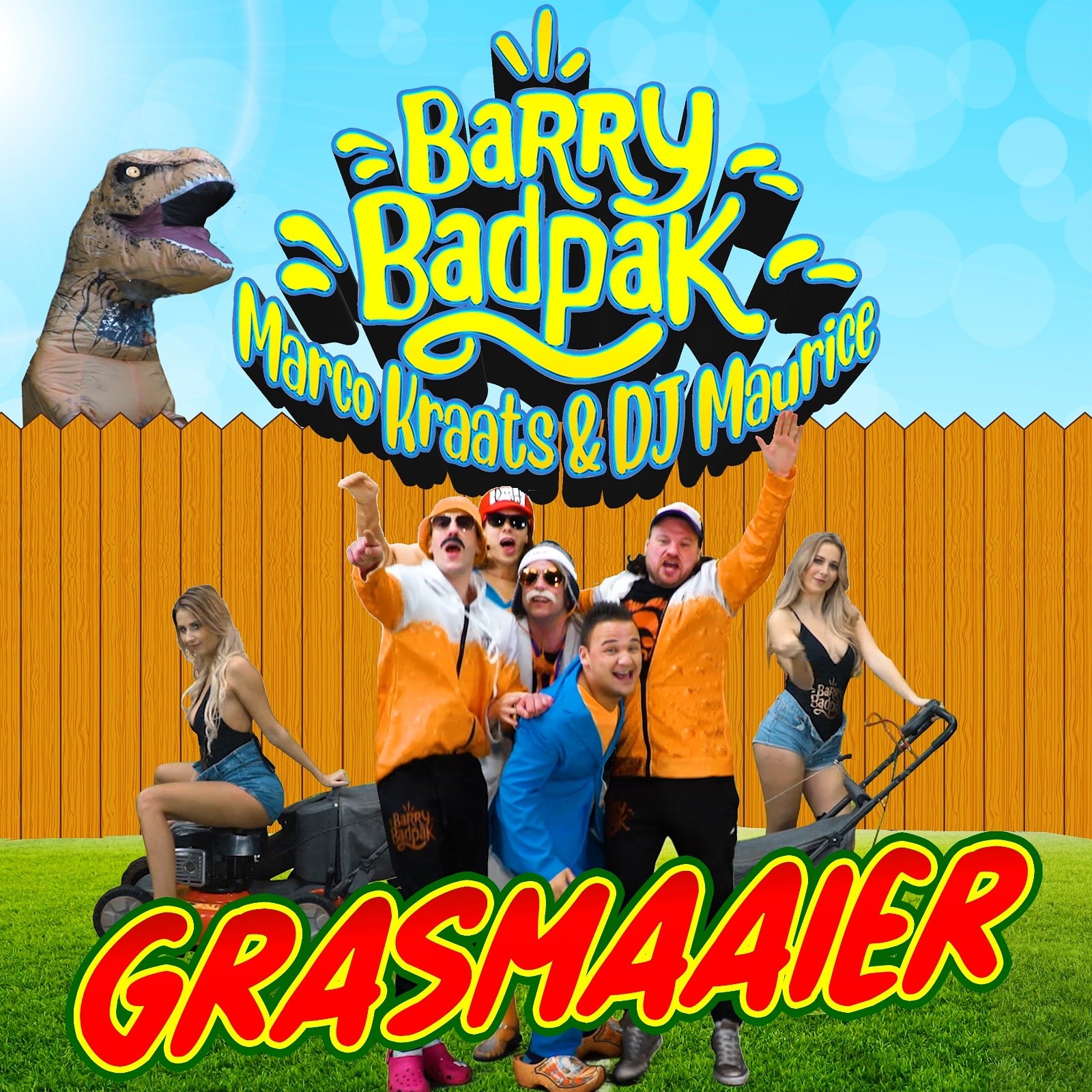 Grasmaaier, Barry Badpak, Marco Kraats en DJ Maurice